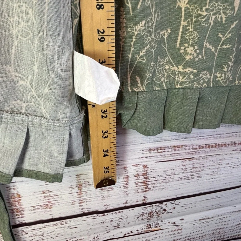 Apron Green Floral OS Cotton/Poly Canvas Cottagecore Ruffle Sage Mint Farmhouse